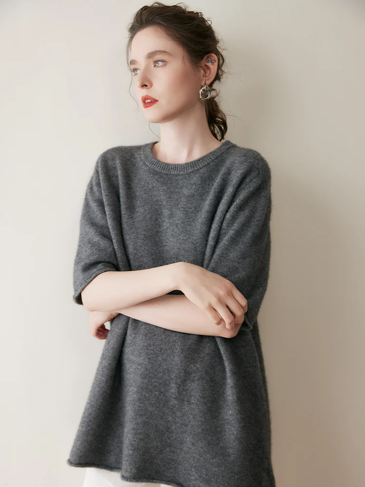 MEETCC Spring Autumn Women's 100% Cashmere Sweater Half Sleeve O Neck Pullover Cashmere Knitted Jumper Luxury Soft Casual Tops
MEETCC Spring Autumn Women's 100% Cashmere Sweater Half Sleeve O Neck Pullover Cashmere Knitted Jumper Luxury Soft Casual Tops