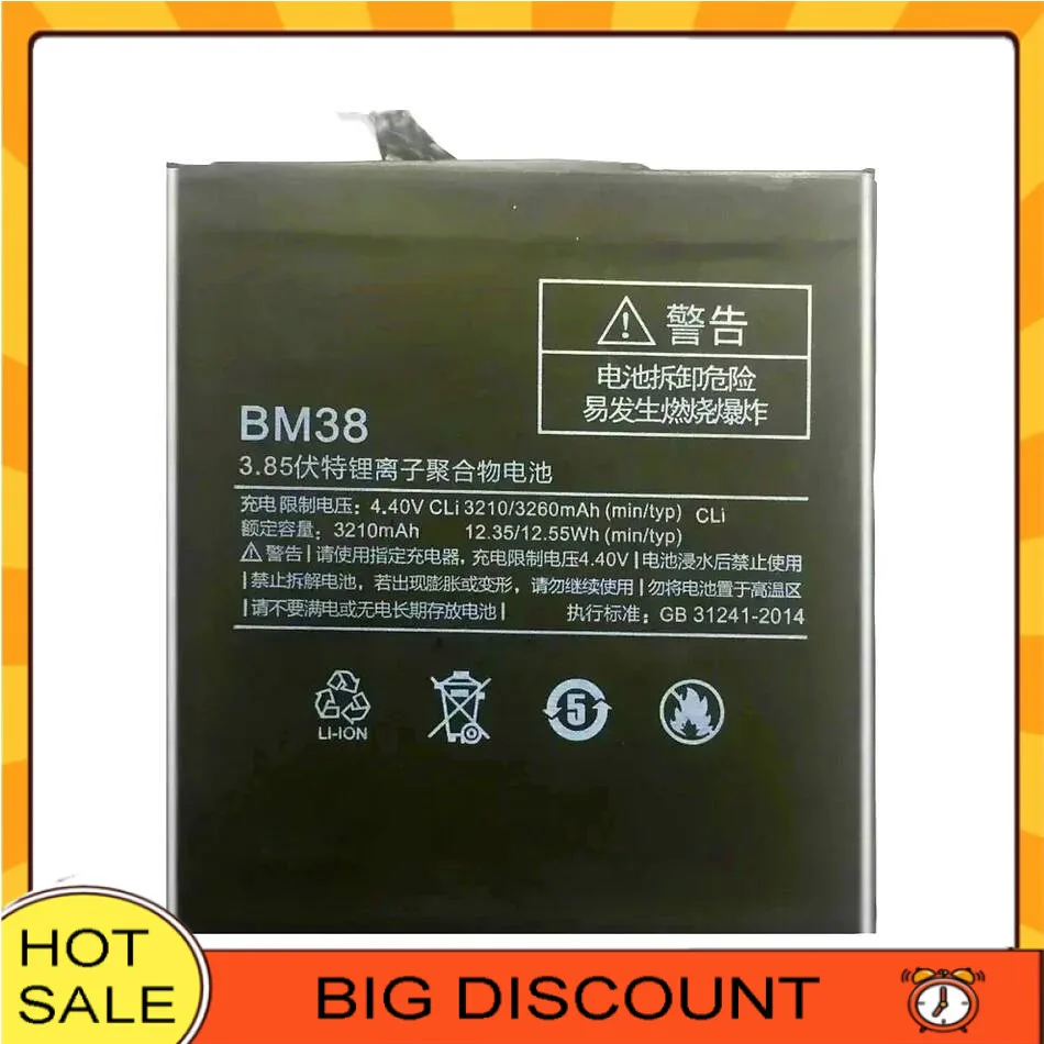 3210Mah For Xiaomi MI 4S M4s Mi4s High-Capacity Long Lasting BM38 Mobile Phone Battery
3210Mah For Xiaomi MI 4S M4s Mi4s High-Capacity Long Lasting BM38 Mobile Phone Battery