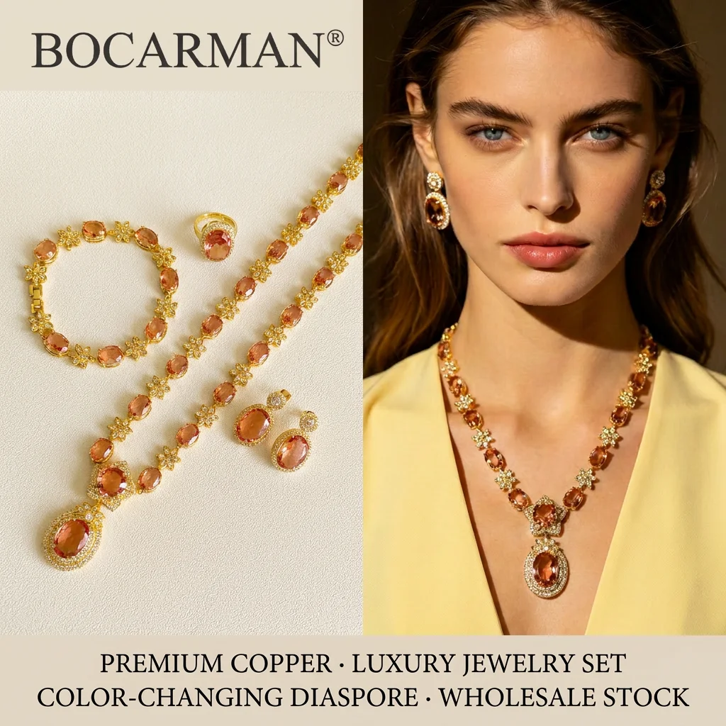 BOCARMAN Synthetic Color-changing Sultanite oval stone ring earrings bracelet necklace Jewelry Set elegant women change color
BOCARMAN Synthetic Color-changing Sultanite oval stone ring earrings bracelet necklace Jewelry Set elegant women change color