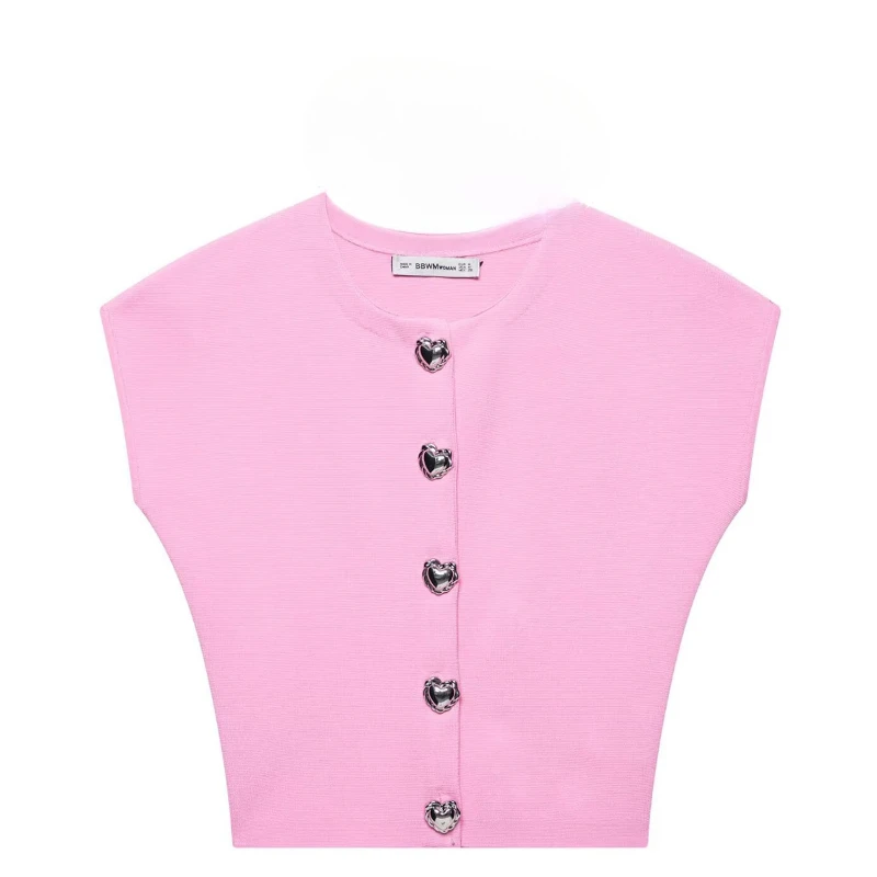 European and American Style New Women's Clothing, Foreign Fashionable Heart-shaped Button-knitted Comfortable and Beautiful Top 
European and American Style New Women's Clothing, Foreign Fashionable Heart-shaped Button-knitted Comfortable and Beautiful Top