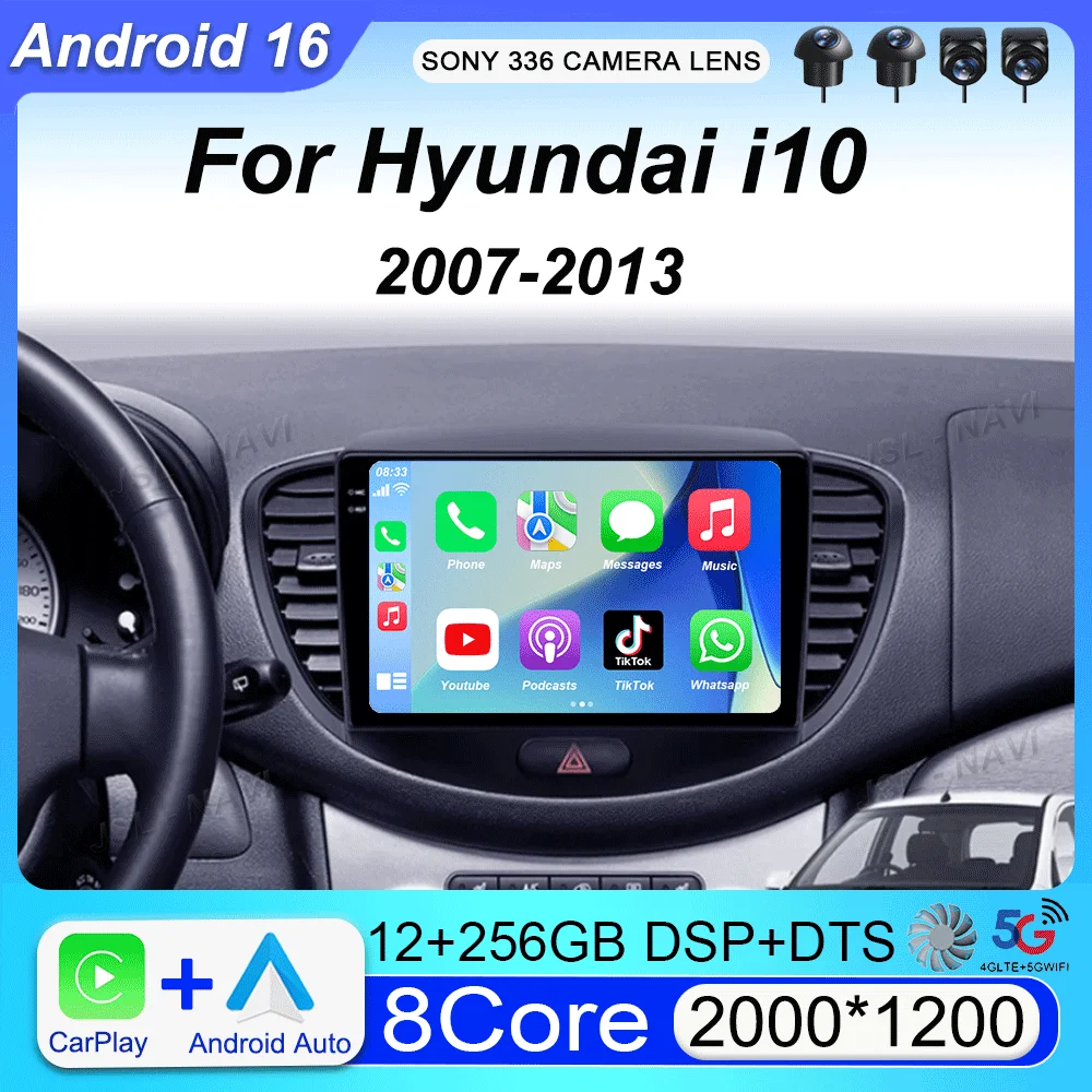 Android 16 Carplay Auto For Hyundai i10 2007 -2013 Multimedia video Player Navigation Car Radio WIFI+4G 2DIN Stereo DSP
Android 16 Carplay Auto For Hyundai i10 2007 -2013 Multimedia video Player Navigation Car Radio WIFI+4G 2DIN Stereo DSP