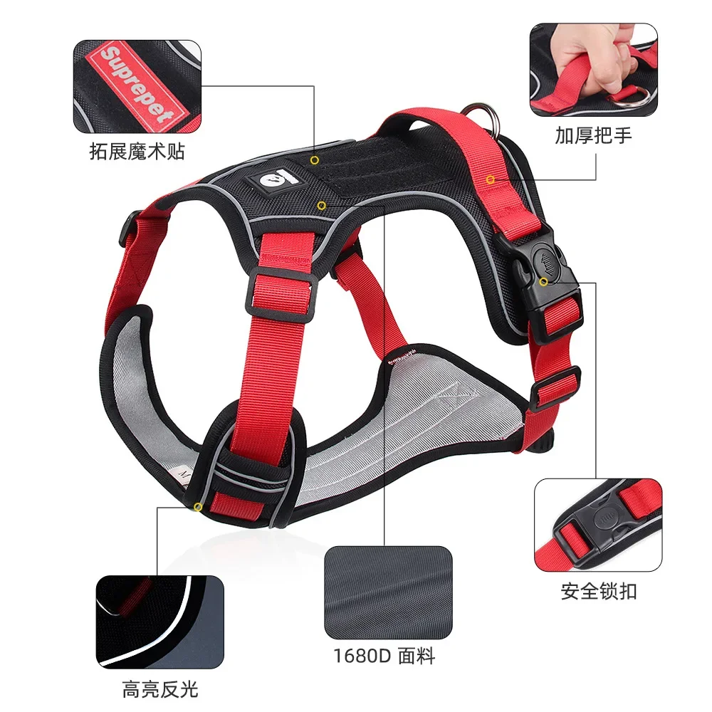 Large pet reflective towing vest, explosion-proof chest strap, dog tactical safety belt towing rope
Large pet reflective towing vest, explosion-proof chest strap, dog tactical safety belt towing rope