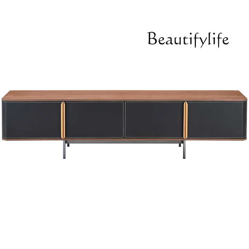 Italian minimalist saddle leather TV cabinet black hard leather 2 meters floor cabinet low cabinet walnut living room furniture
Italian minimalist saddle leather TV cabinet black hard leather 2 meters floor cabinet low cabinet walnut living room furniture