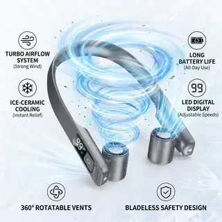 2026 New Upgrade 2 In 1 Portable Neck Mounted Fan With LED Light, USB Charging, Adjustable Bladeless Turbine Neckband Fan
2026 New Upgrade 2 In 1 Portable Neck Mounted Fan With LED Light, USB Charging, Adjustable Bladeless Turbine Neckband Fan