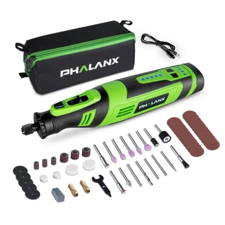Cordless Rotary Tool Kit, 30000 RPM/5 Speed, 8V Engraving Pen with 117 Accessories, Type-C ChargingandLED Light, for 3D Printer
Cordless Rotary Tool Kit, 30000 RPM/5 Speed, 8V Engraving Pen with 117 Accessories, Type-C ChargingandLED Light, for 3D Printer