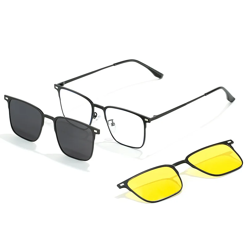 VAKA Fashion Square Metal Frame 3 in 1 Magnet Clip On Glasses Polarized Sunglasses Man Night Vision Clip Anti Blue Light Glasses
VAKA Fashion Square Metal Frame 3 in 1 Magnet Clip On Glasses Polarized Sunglasses Man Night Vision Clip Anti Blue Light Glasses