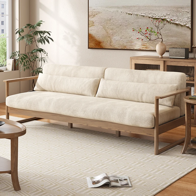 Nordic solid wood sofa living room household small apartment simple modern ash wood three-person straight row fabric sofa
Nordic solid wood sofa living room household small apartment simple modern ash wood three-person straight row fabric sofa