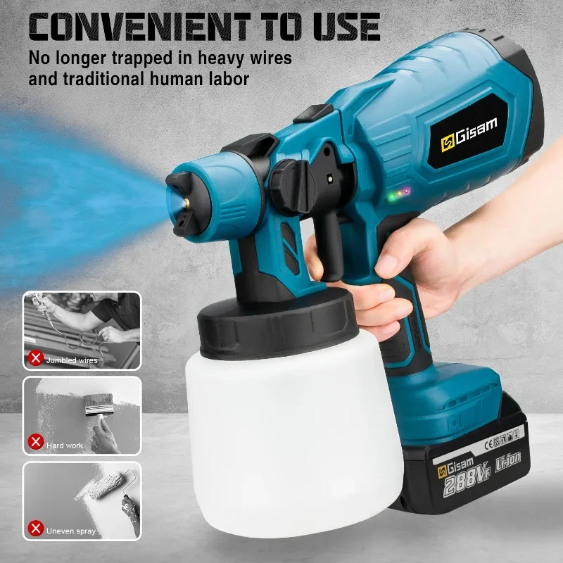 【Hot Item】 1000ML Electric Spray Gun Home Cordless Paint Sprayer HVLP Auto Furniture Steel Coating Airbrush For 18V Batter
【Hot Item】 1000ML Electric Spray Gun Home Cordless Paint Sprayer HVLP Auto Furniture Steel Coating Airbrush For 18V Batter