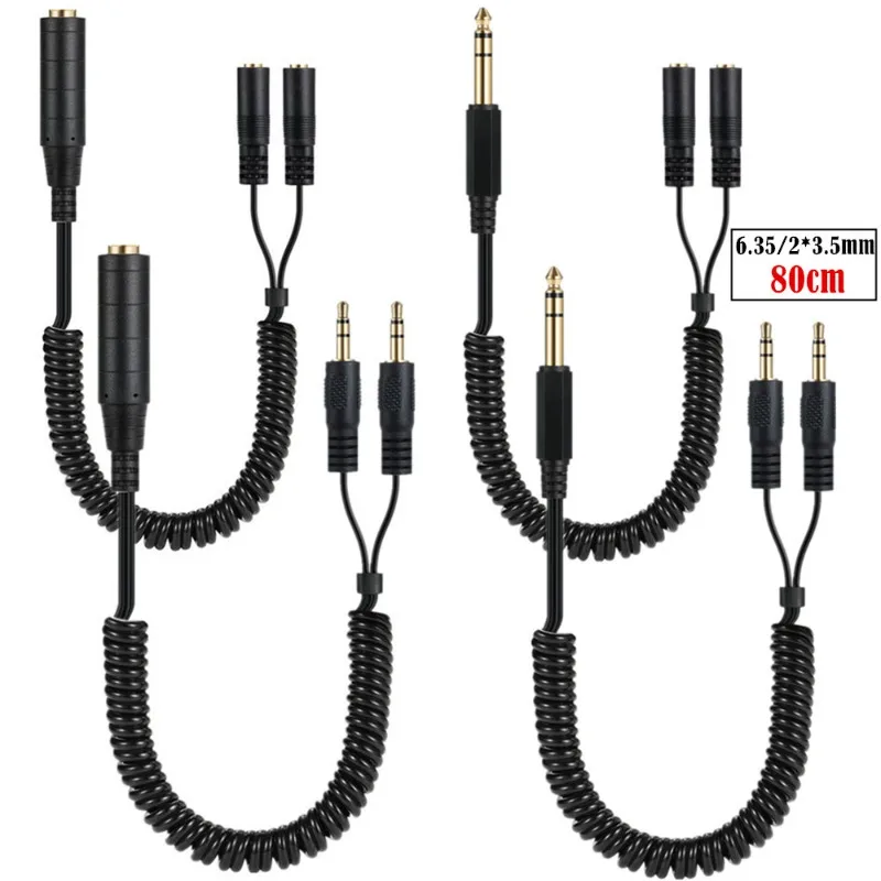 Coiled Spiral Cable 1/4 To 3.5mm Adapter ,6.35mm 1/4 Inch TRS Stereo To 2 Dual 3.5mm (Mini) 1/8" Stereo Y Splitter Cable 0.8m
Coiled Spiral Cable 1/4 To 3.5mm Adapter ,6.35mm 1/4 Inch TRS Stereo To 2 Dual 3.5mm (Mini) 1/8" Stereo Y Splitter Cable 0.8m