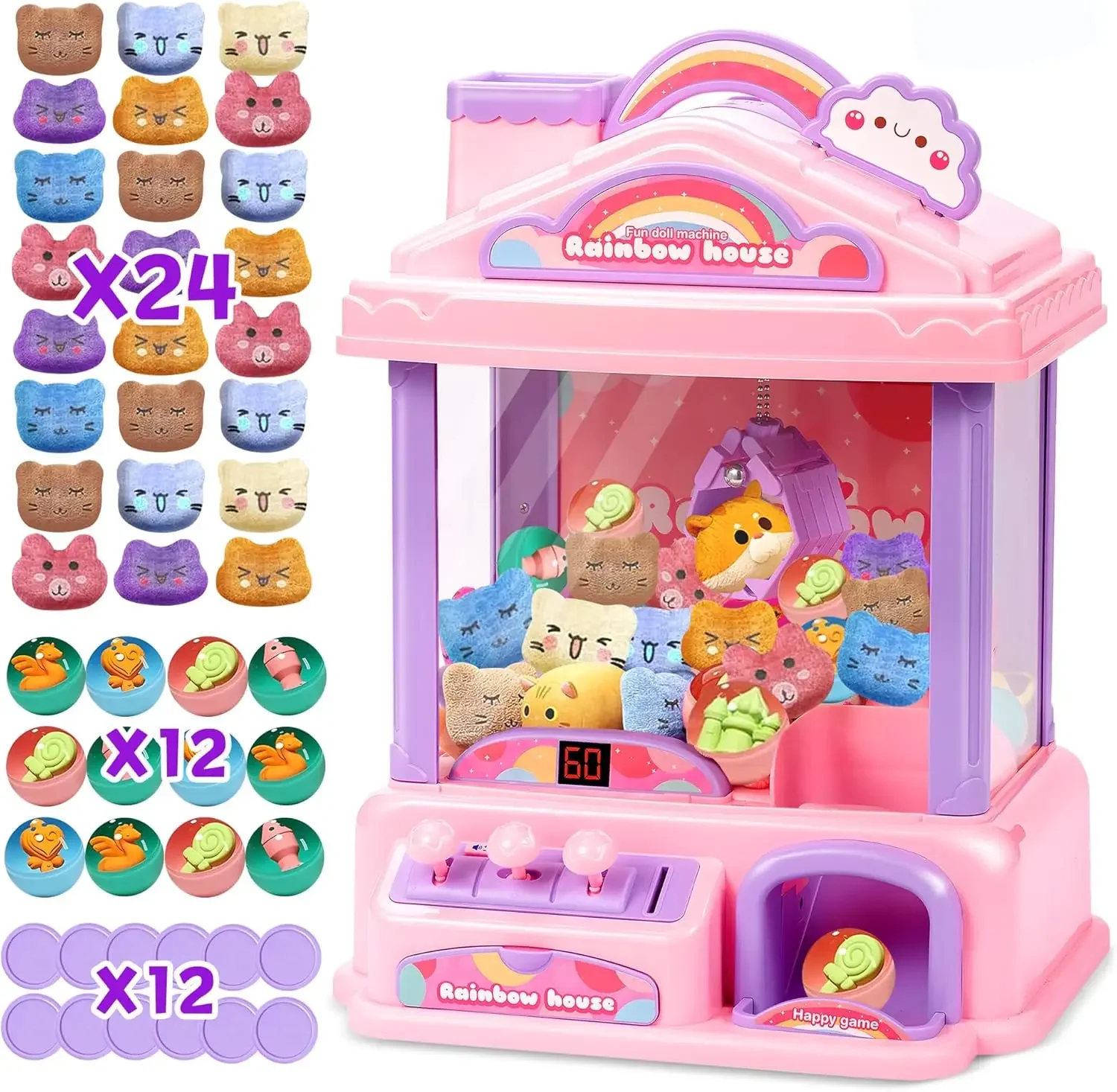 Mini Claw Machine for Kids Machine Toy with LED Lights Adjustable Sound Birthday Gifts for Girls Pink
Mini Claw Machine for Kids Machine Toy with LED Lights Adjustable Sound Birthday Gifts for Girls Pink