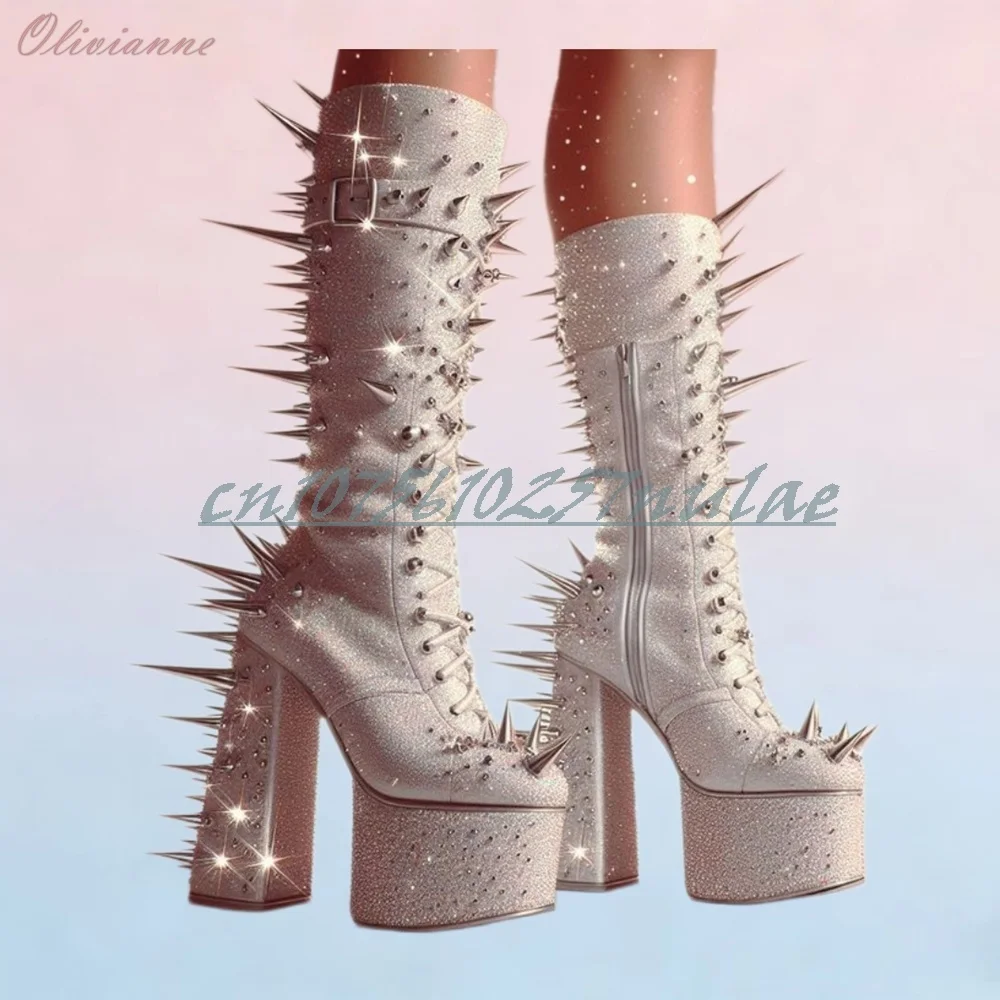 Cool Glitter Crystals Metal Rivets Decor Short Boots Platform Round Toe Chunky High Heel Fashion Sexy Hot Girls 2026 Para Mujere
Cool Glitter Crystals Metal Rivets Decor Short Boots Platform Round Toe Chunky High Heel Fashion Sexy Hot Girls 2026 Para Mujere