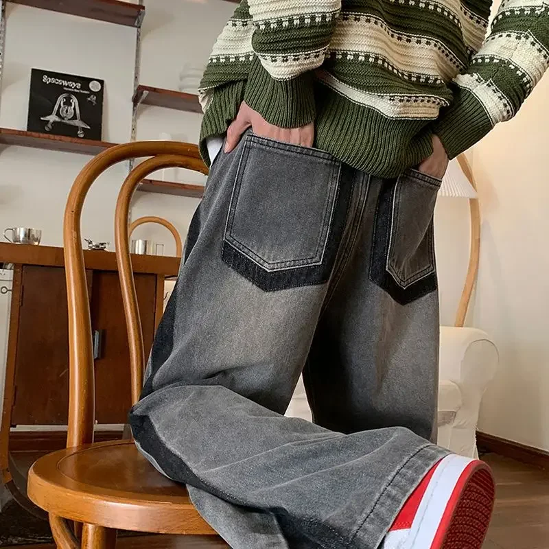 Man Cowboy Pants Straight Vintage Men's Jeans Patchwork Trousers Wide Leg with Pockets Original Casual Japanese Street Style Y2k
Man Cowboy Pants Straight Vintage Men's Jeans Patchwork Trousers Wide Leg with Pockets Original Casual Japanese Street Style Y2k