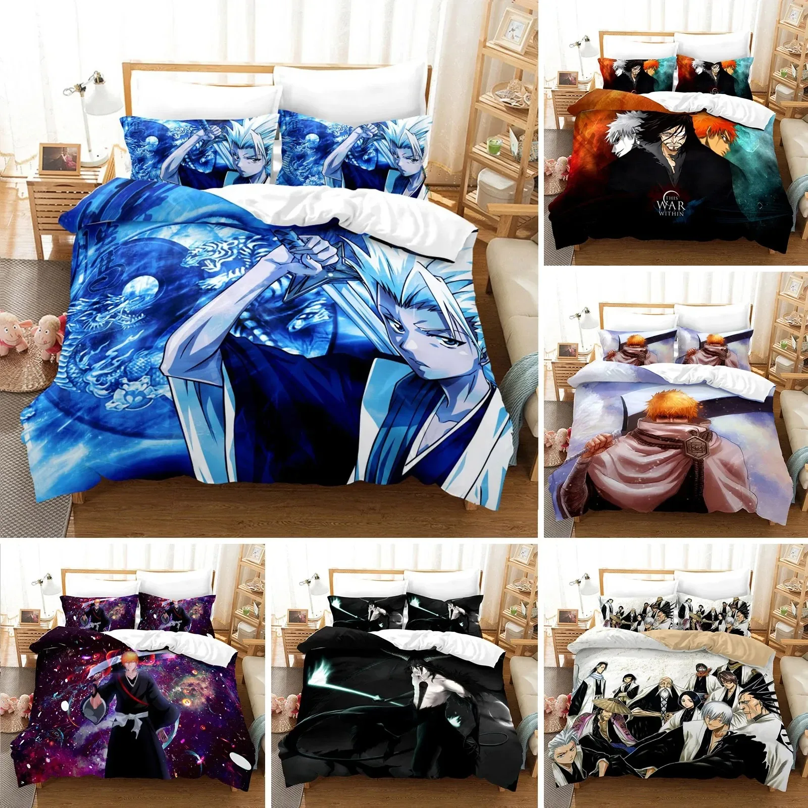 Anime Bleach Toushirou Ichigo Duvet Cover Pillowcase Bedding Set Double Twin Full Queen King Adult Kids Bedclothes Quilt Cover
Anime Bleach Toushirou Ichigo Duvet Cover Pillowcase Bedding Set Double Twin Full Queen King Adult Kids Bedclothes Quilt Cover