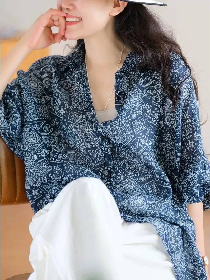 Retro Versatile Single Button Cotton Linen Loose Casual Skin-friendly Women's irt Commute Sle Long Sve Floral Pattern
Retro Versatile Single Button Cotton Linen Loose Casual Skin-friendly Women's irt Commute Sle Long Sve Floral Pattern