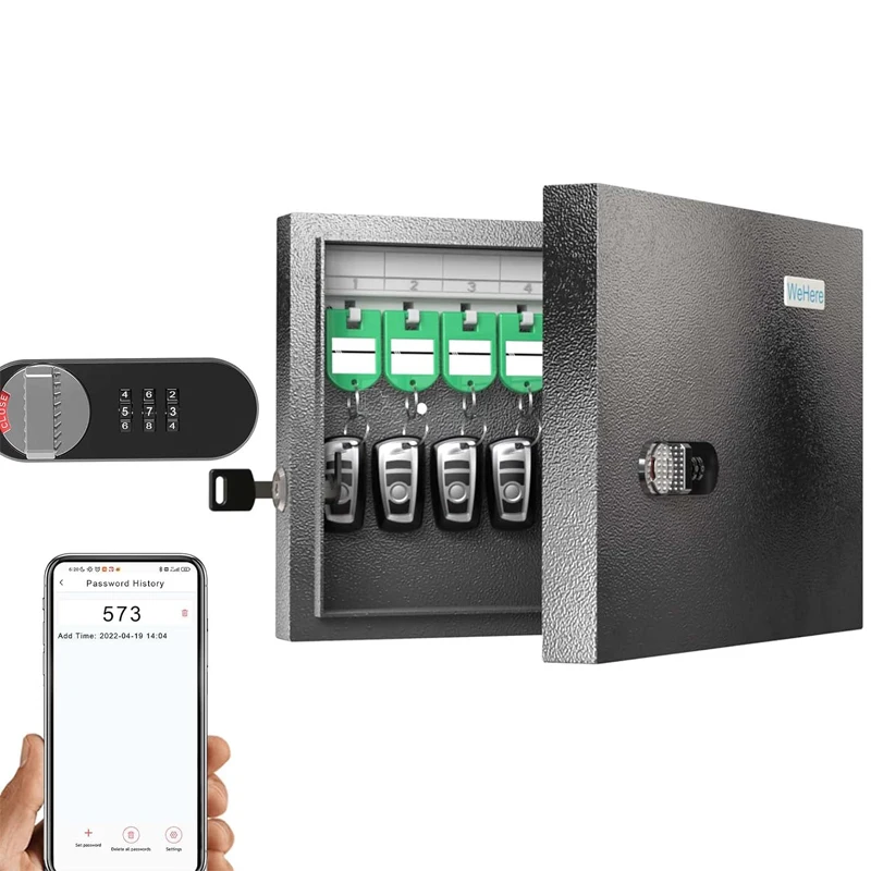 WeHere Key Safe Box Wall Mounted (16 Keys), Roller Mechanical Password Lock,key Cabinet with Combination Lock and 16 Key Labels
WeHere Key Safe Box Wall Mounted (16 Keys), Roller Mechanical Password Lock,key Cabinet with Combination Lock and 16 Key Labels