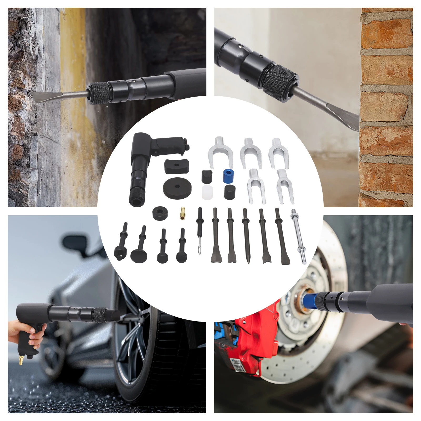 Многофункциональный набор воздушных молотков, набор долот с воздушным молотком для разборки старых конструкций, ремонта автомобилей, удаления колес, черный
Многофункциональный набор воздушных молотков, набор долот с воздушным молотком для разборки старых конструкций, ремонта автомобилей, удаления колес, черный