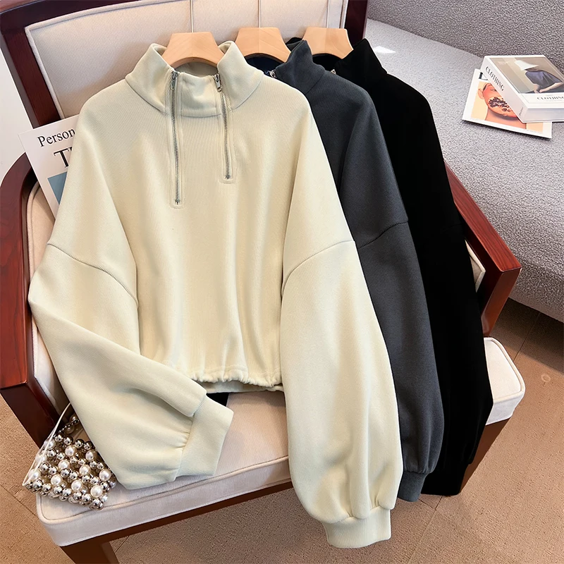 Streetwear Women Sweatshirt Casual Korean zipper Cropped Long Sleeve Tops Y2K Fashion Female Solid color Patchwork T Shirts chic
Streetwear Women Sweatshirt Casual Korean zipper Cropped Long Sleeve Tops Y2K Fashion Female Solid color Patchwork T Shirts chic