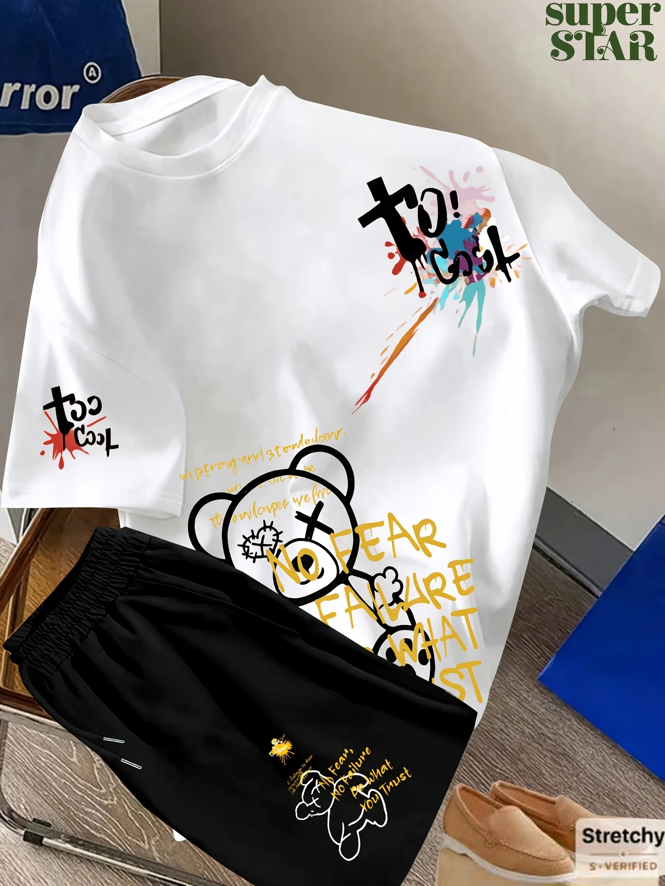 2026 Summer New Men's Short-Sleeved Set for Street Casual Fashion Comfortable Soft Breathable 3D Bear Pattern Print
2026 Summer New Men's Short-Sleeved Set for Street Casual Fashion Comfortable Soft Breathable 3D Bear Pattern Print