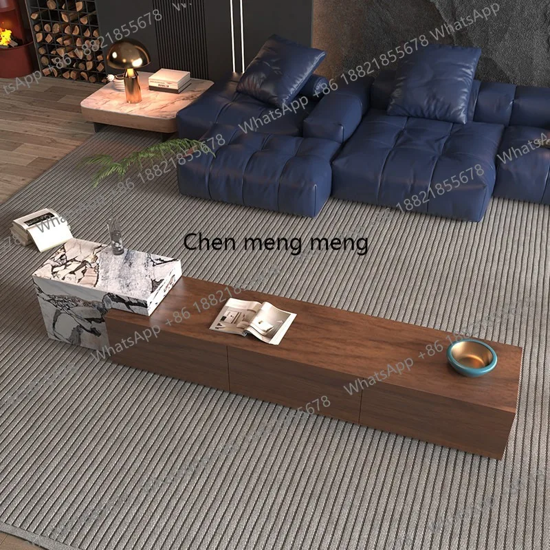 Solid wood TV cabinet, natural marble light luxury high-end living room, new walnut
Solid wood TV cabinet, natural marble light luxury high-end living room, new walnut