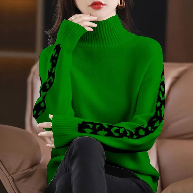 Casual Fashion Turtleneck Spliced Loose Sweater Female Clothing Autumn Winter New All-match Pullovers Korean Sweaters JJ87
Casual Fashion Turtleneck Spliced Loose Sweater Female Clothing Autumn Winter New All-match Pullovers Korean Sweaters JJ87