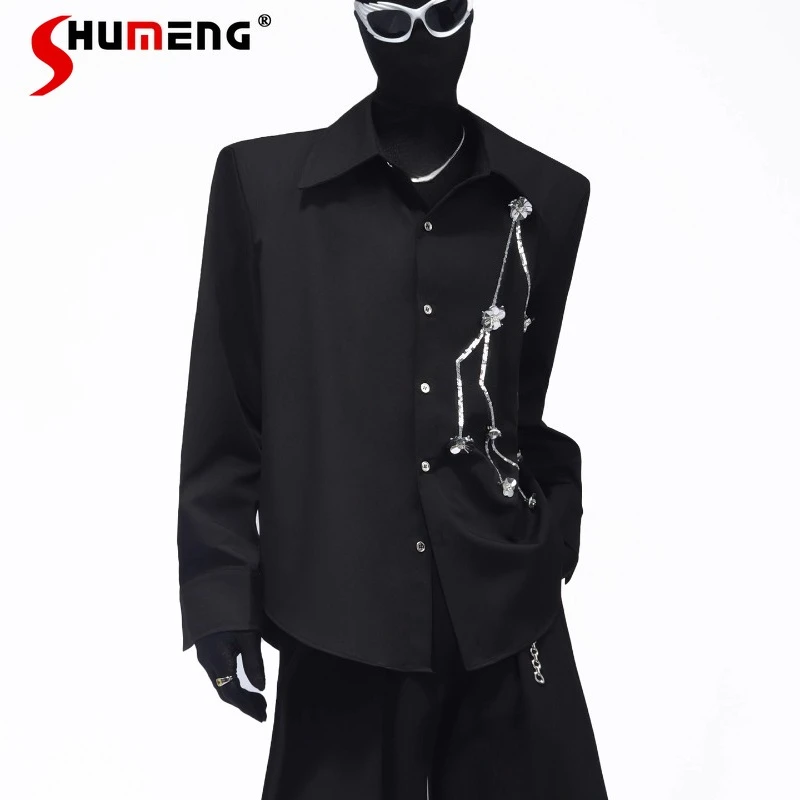Men's 2025 New Hand-sewn Three-dimensional Chain Long Sleeve Tops Bead Flower Shirts Men's Trendy Solid Color Handsome Shirts
Men's 2025 New Hand-sewn Three-dimensional Chain Long Sleeve Tops Bead Flower Shirts Men's Trendy Solid Color Handsome Shirts