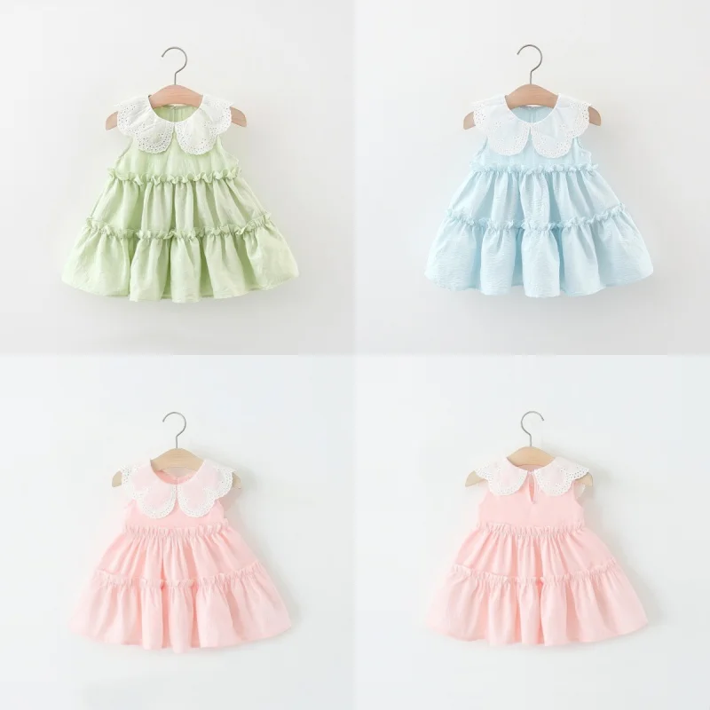 Baby Girl Dress Summer Cotton Solid Color Lapel Lace Edge Sleeveless Girls Dresses Simple And Cute Beach Baby Girl Clothing
Baby Girl Dress Summer Cotton Solid Color Lapel Lace Edge Sleeveless Girls Dresses Simple And Cute Beach Baby Girl Clothing
