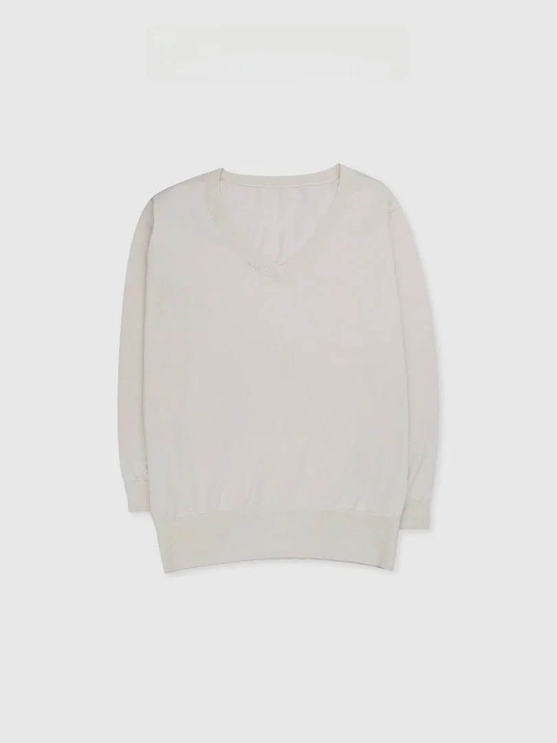 Вязаный свитер с глубоким V-образным вырезом из чистого шелка тонкой прядки от Tang Jialing Sister Baatone, женский, с длинными рукавами, V-образный вырез
Вязаный свитер с глубоким V-образным вырезом из чистого шелка тонкой прядки от Tang Jialing Sister Baatone, женский, с длинными рукавами, V-образный вырез