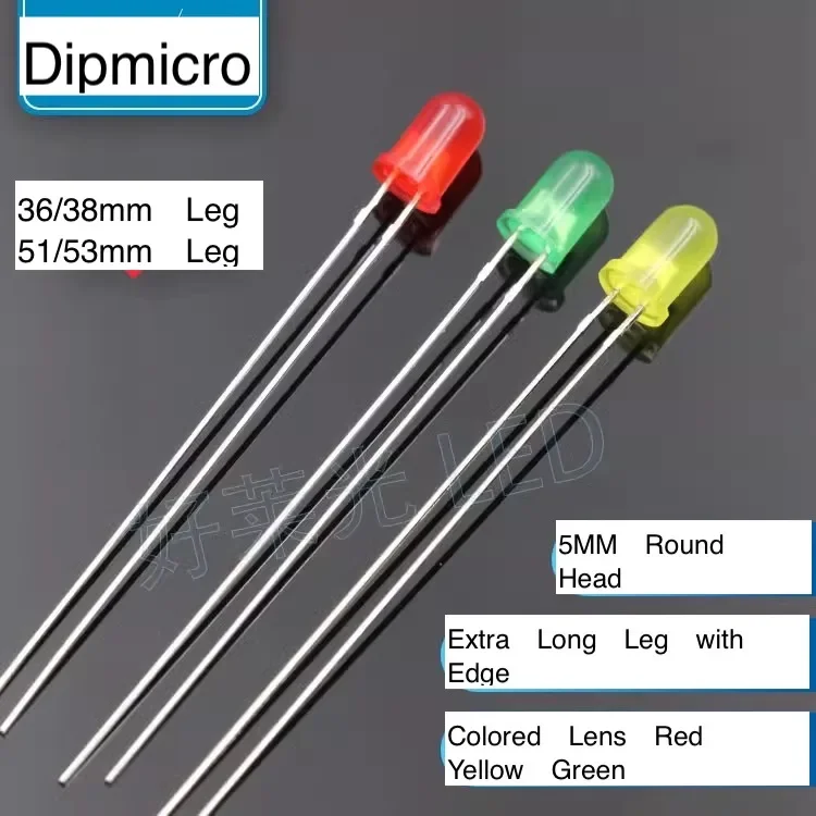 500pcs/lot F5/5MM Round Head with Edge Colored Lens 36/38mm Feet 51/53mm Feet Extra Long Leg Red Yellow Green LED Beads
500pcs/lot F5/5MM Round Head with Edge Colored Lens 36/38mm Feet 51/53mm Feet Extra Long Leg Red Yellow Green LED Beads