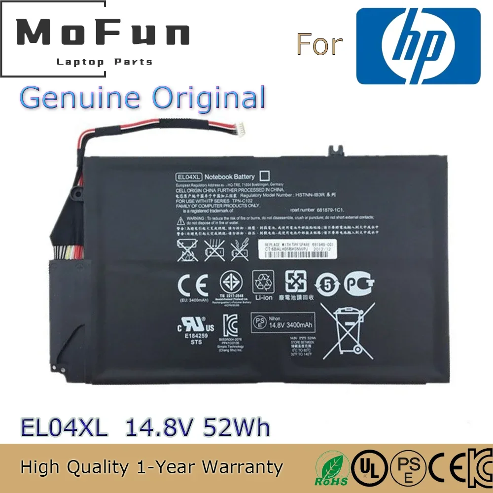 Brand New Original EL04XL 14.8V 52Wh Laptop Battery for HP ENVPR4 I5-3317U ENVY 4-1000 HSTNN-IB3R 681949-001 681949-541 etc.
Brand New Original EL04XL 14.8V 52Wh Laptop Battery for HP ENVPR4 I5-3317U ENVY 4-1000 HSTNN-IB3R 681949-001 681949-541 etc.