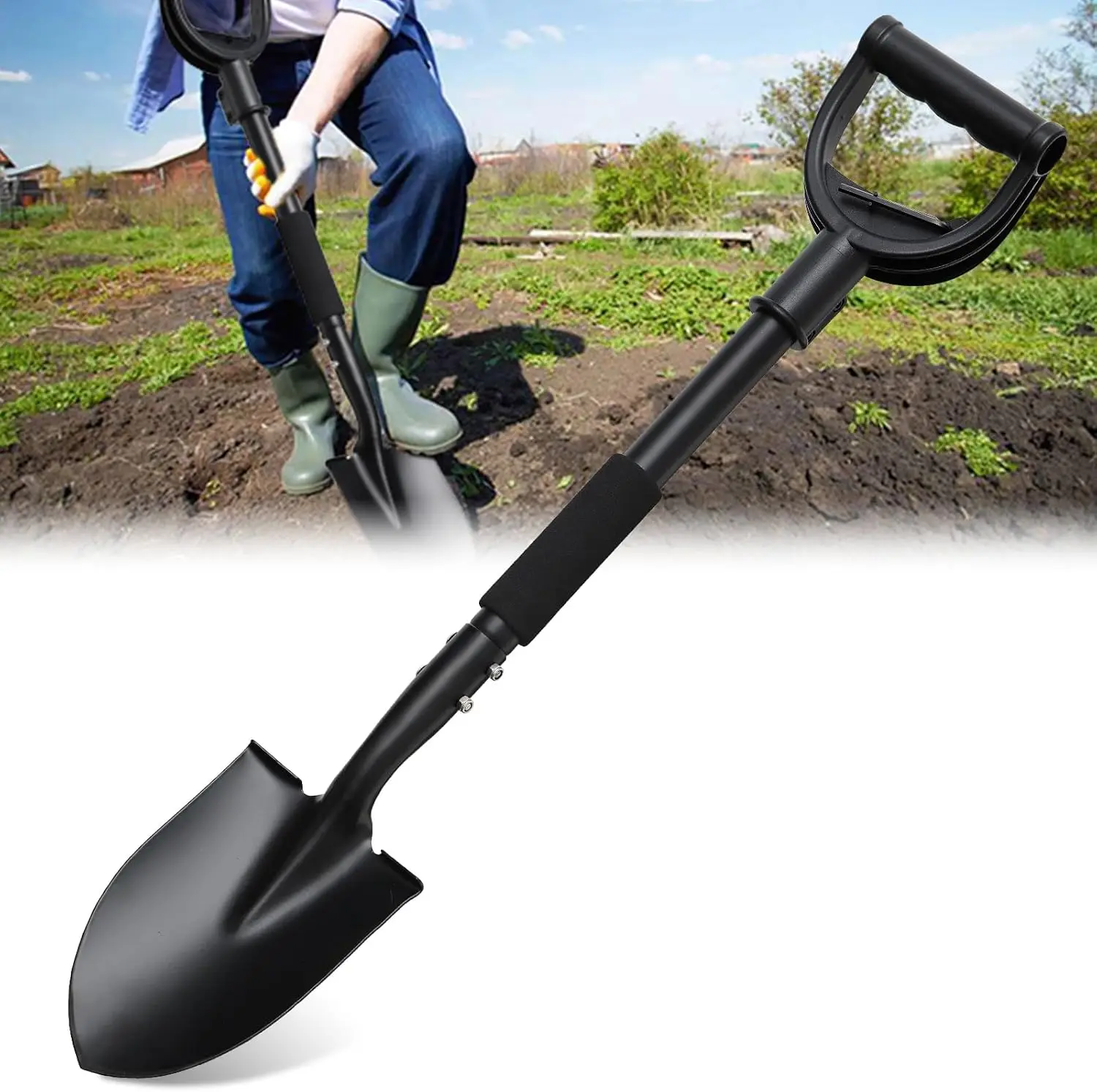 31" Heavy Duty Garden Shovel, Portable Mini Spade with Curved D-Handle for Digging, Gardening, Camping, Beach, Car
31" Heavy Duty Garden Shovel, Portable Mini Spade with Curved D-Handle for Digging, Gardening, Camping, Beach, Car