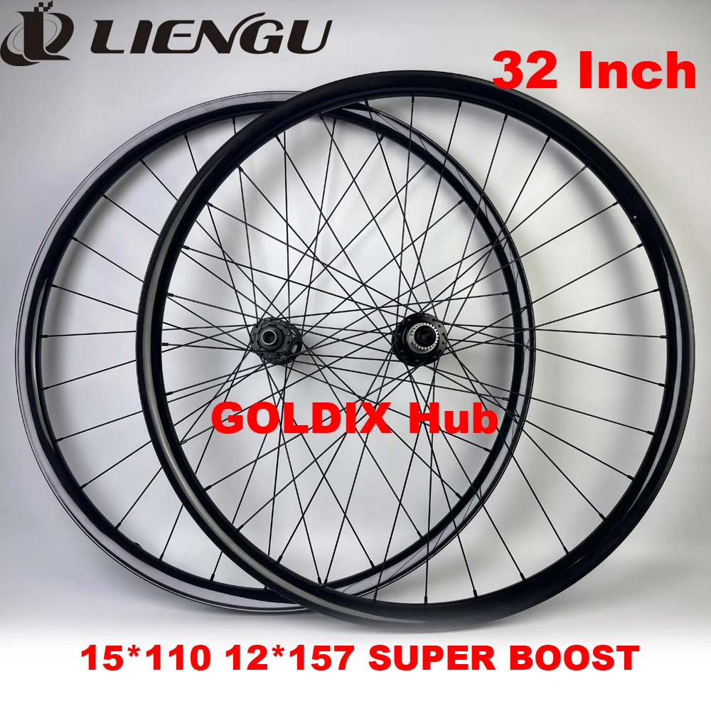 15*110mm 12*157mm Super Boost 32er MTB Carbon Wheels J Hook Asymmetry Tubeless 32mm Inner 25 Depth GOLDIX Hub 6 Bolts Disc Brake
15*110mm 12*157mm Super Boost 32er MTB Carbon Wheels J Hook Asymmetry Tubeless 32mm Inner 25 Depth GOLDIX Hub 6 Bolts Disc Brake