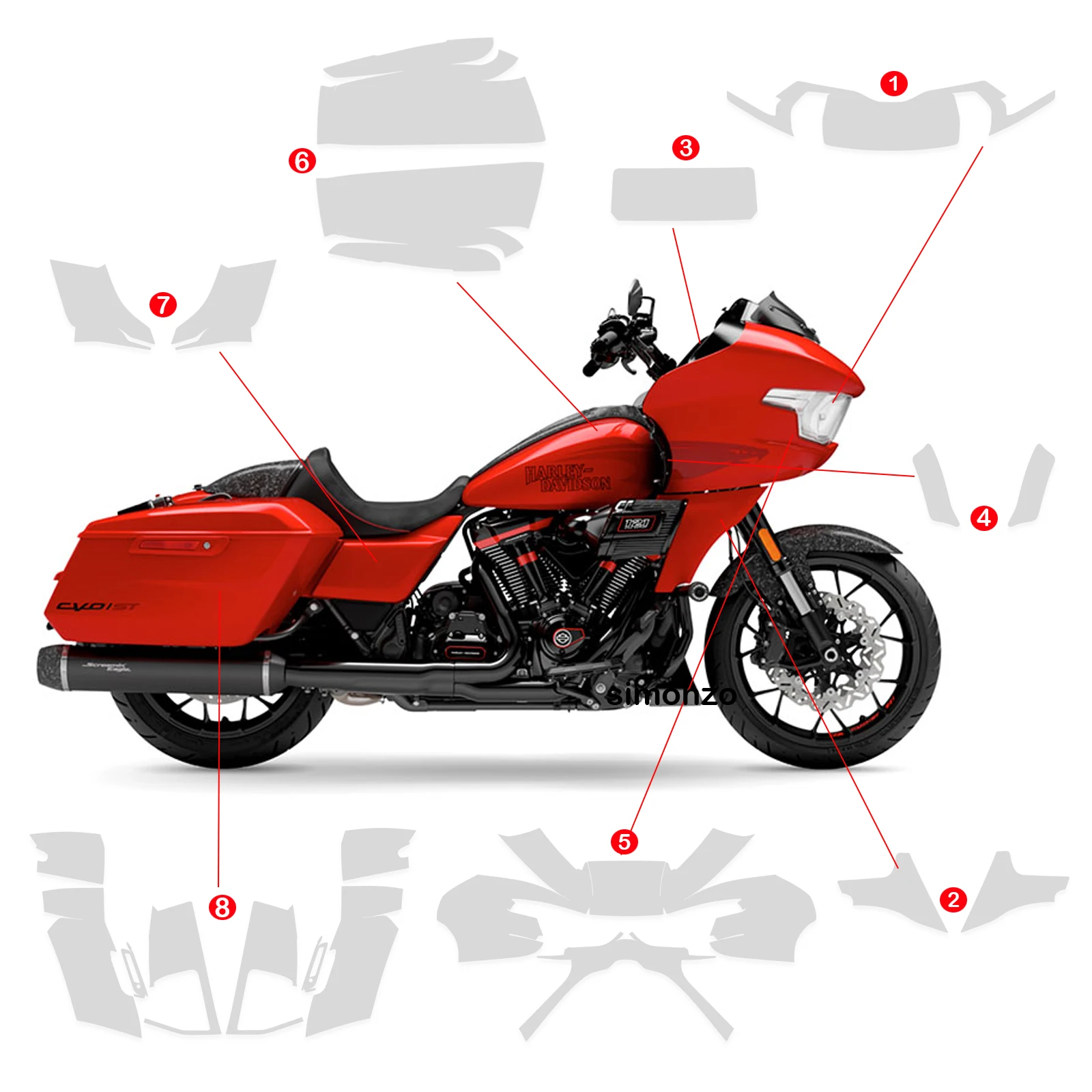 For Harley FLTRXSTSE CVO Road Glide ST 2025 PPF Accessories Fairing Protective Film Road Glide ST COV TPU Paint Transparent Film
For Harley FLTRXSTSE CVO Road Glide ST 2025 PPF Accessories Fairing Protective Film Road Glide ST COV TPU Paint Transparent Film
