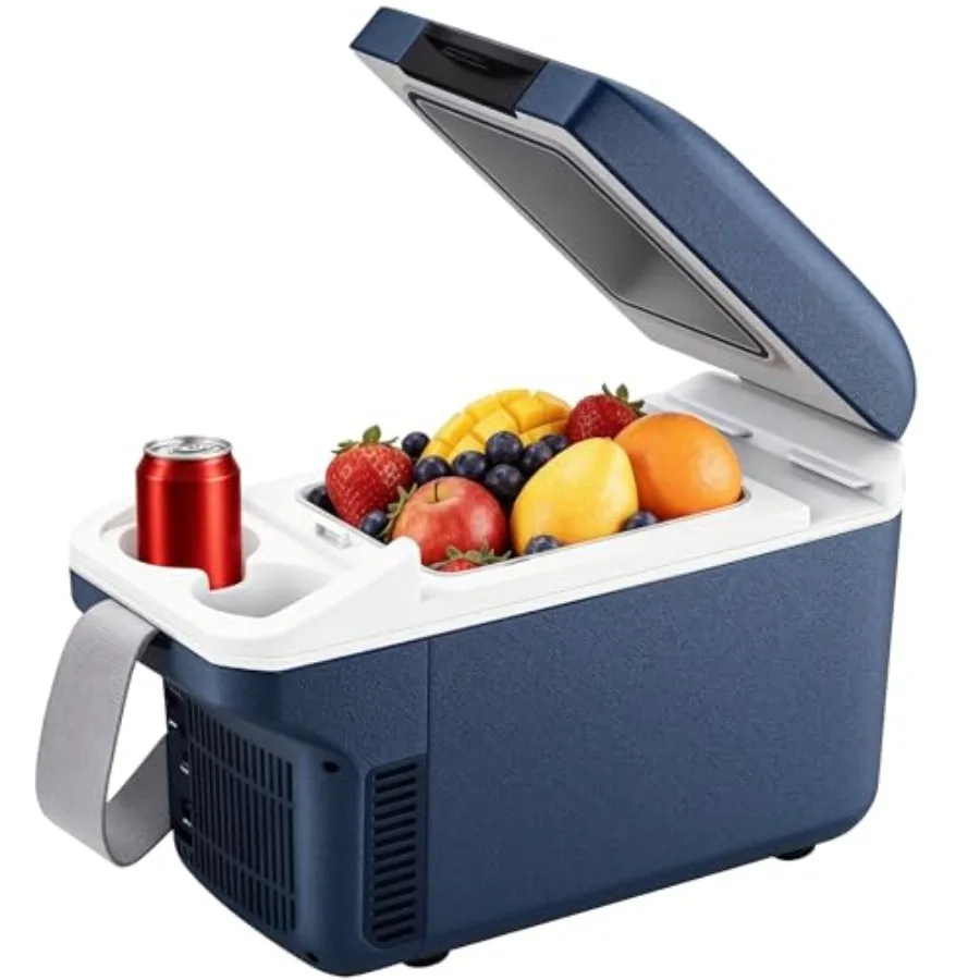 Electric cooler for car, dorm, travel, picnic, gift: 8L/11-can mini fridge with belt, 9V Type-C thermoelectric dual-use, blue
Electric cooler for car, dorm, travel, picnic, gift: 8L/11-can mini fridge with belt, 9V Type-C thermoelectric dual-use, blue