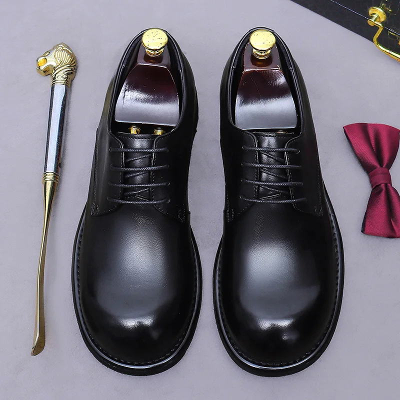 Men's Genuine Leather Cowhide Derby Shoes Big round Toe Comfortable Lace-Up Thick Soles Formal Shoes for Office And Weddings
Men's Genuine Leather Cowhide Derby Shoes Big round Toe Comfortable Lace-Up Thick Soles Formal Shoes for Office And Weddings