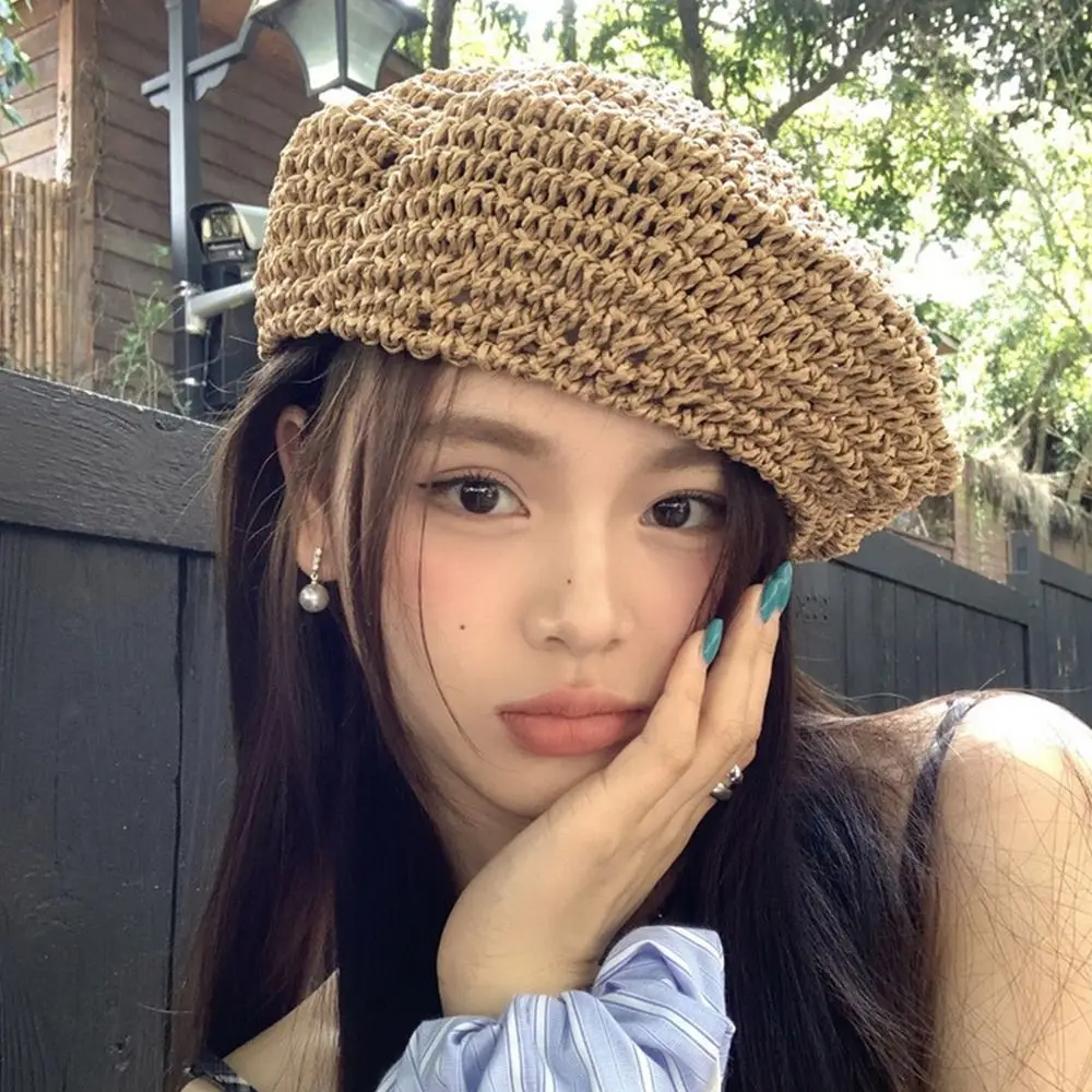 Fashion Summer Straw Beret Handmade Hollow Weave Cap Vacation Crochet Painter Hat Girls
Fashion Summer Straw Beret Handmade Hollow Weave Cap Vacation Crochet Painter Hat Girls
