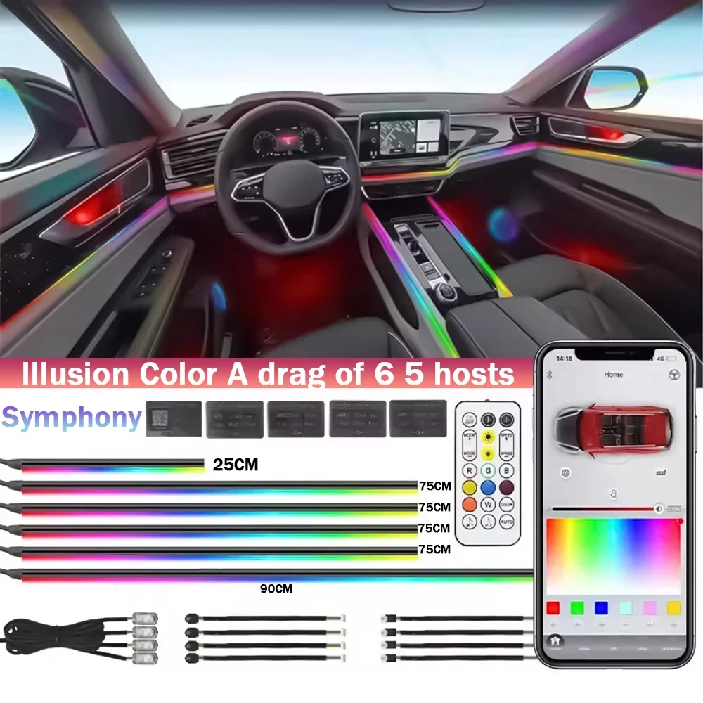 RGB Car Ambient Symphony Acrylic APP Light APP Controlled 213 Color Streamer LED Strip Interior Mood Lighting Kit One Dual Zone
RGB Car Ambient Symphony Acrylic APP Light APP Controlled 213 Color Streamer LED Strip Interior Mood Lighting Kit One Dual Zone