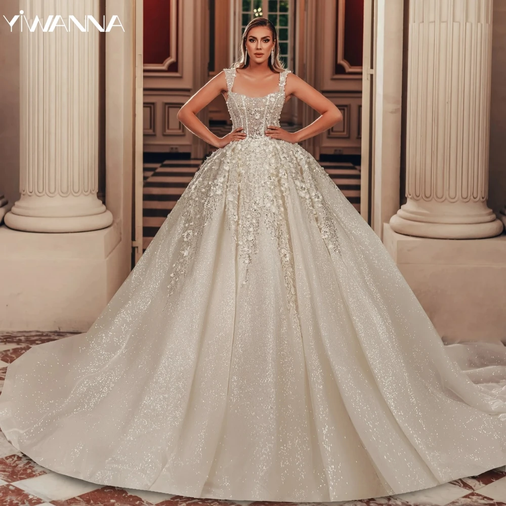 Modest Square Neck Bride Dress Sparkly Sequins Beads Wedding Gown 2024 Luxury 3D Flower Ball Gown Bride Robe Vestido De Novia
Modest Square Neck Bride Dress Sparkly Sequins Beads Wedding Gown 2024 Luxury 3D Flower Ball Gown Bride Robe Vestido De Novia