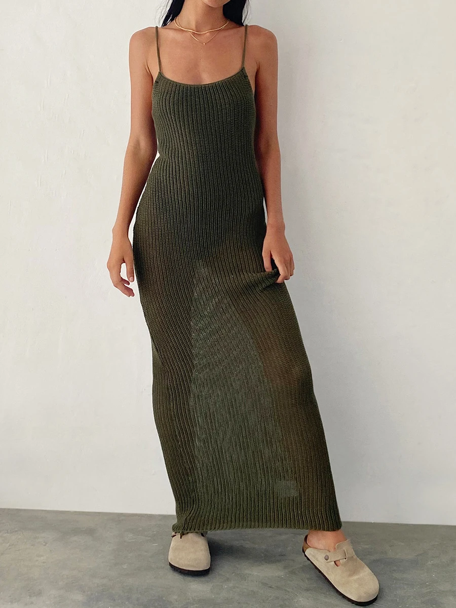Women Knit Sleeveless Dress Solid Color Summer Spaghetti Strap Long Party Dress for Cocktail Beach Streetwear
Women Knit Sleeveless Dress Solid Color Summer Spaghetti Strap Long Party Dress for Cocktail Beach Streetwear