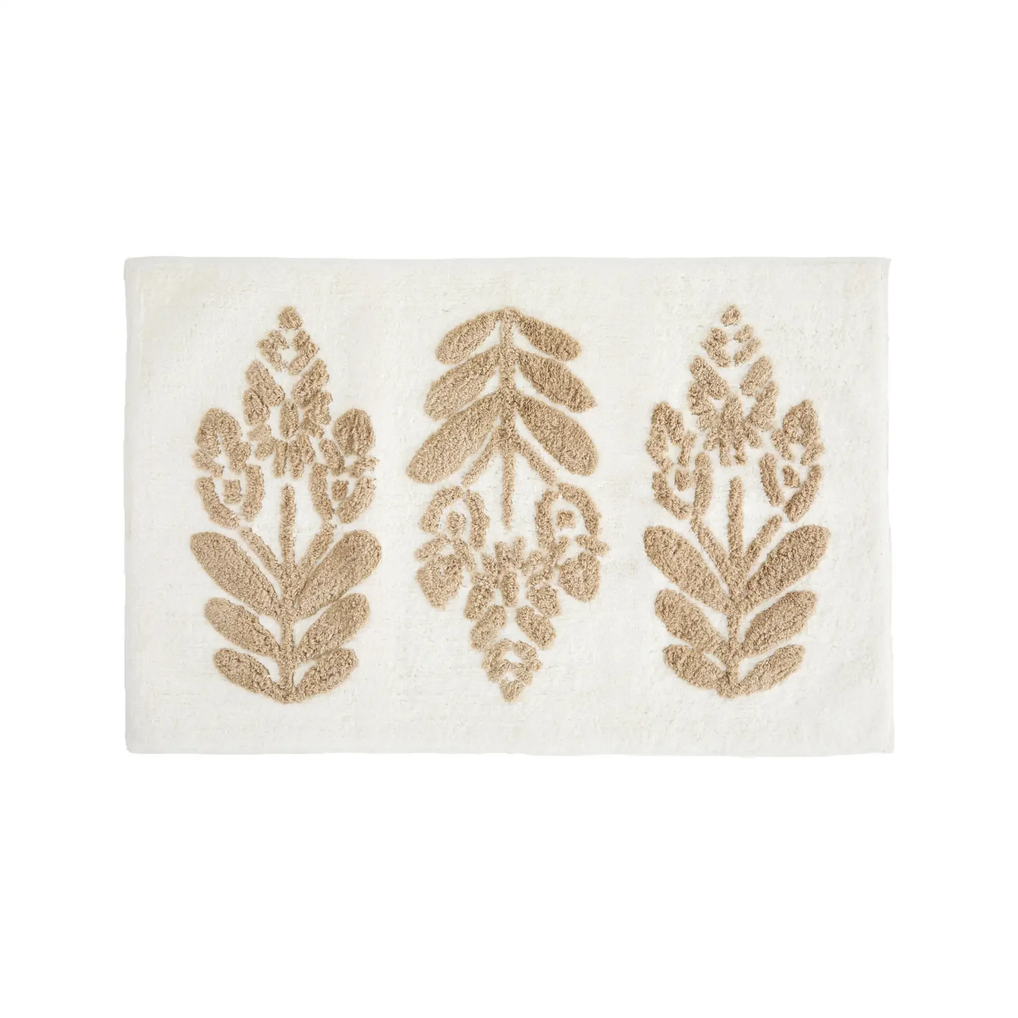 Floral cotton bath mat 24x17 inches with folk-inspired leaf pattern in natural tones
Floral cotton bath mat 24x17 inches with folk-inspired leaf pattern in natural tones