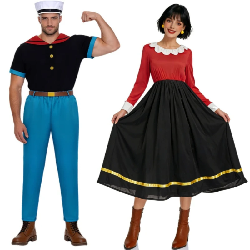 Halloween Women's Dress Funny RolePlay Outfits Carnival Fancy Party Anime Cartoon Popeye the Sailor Cosplay Costume with Belt
Halloween Women's Dress Funny RolePlay Outfits Carnival Fancy Party Anime Cartoon Popeye the Sailor Cosplay Costume with Belt