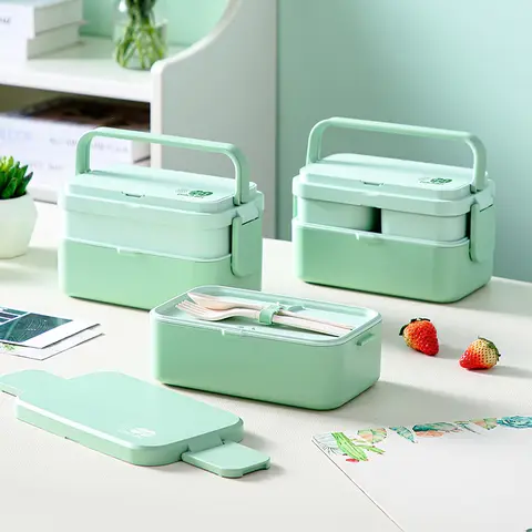 Boîte à déjeuner écologique en Fiber de bambou, récipient à Bento étanche pour micro-ondes, pour l'école/bureau/pique-nique, récipient de stockage des aliments Portable
