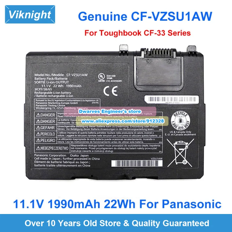 Genuine 11.1V 1990mAh 22Wh CF-VZSU1AW Battery CF-VZSU1AR CF-VZSU1BW For Panasonic Toughbook CF-33 Tablet CF-33 MK1 CF-33XEKFZTR
Genuine 11.1V 1990mAh 22Wh CF-VZSU1AW Battery CF-VZSU1AR CF-VZSU1BW For Panasonic Toughbook CF-33 Tablet CF-33 MK1 CF-33XEKFZTR