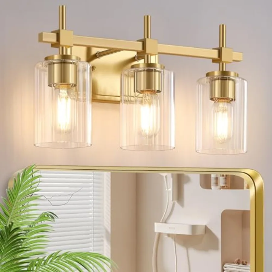 3-Light Brushed Bathroom Light Fixtures Modern Vanity Lights with Clear Textured Glass Shades for Mirror Bathroom Wall Sconces
3-Light Brushed Bathroom Light Fixtures Modern Vanity Lights with Clear Textured Glass Shades for Mirror Bathroom Wall Sconces