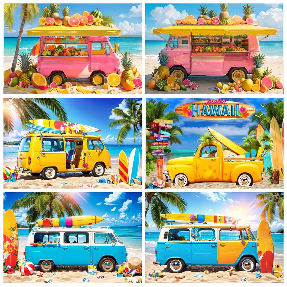 Summer Seaside Photography Backdrop Hawaiian Beach Ocean Palm Tree Tropical Flower Surfboard Car Holiday Party Photo Background
Summer Seaside Photography Backdrop Hawaiian Beach Ocean Palm Tree Tropical Flower Surfboard Car Holiday Party Photo Background
