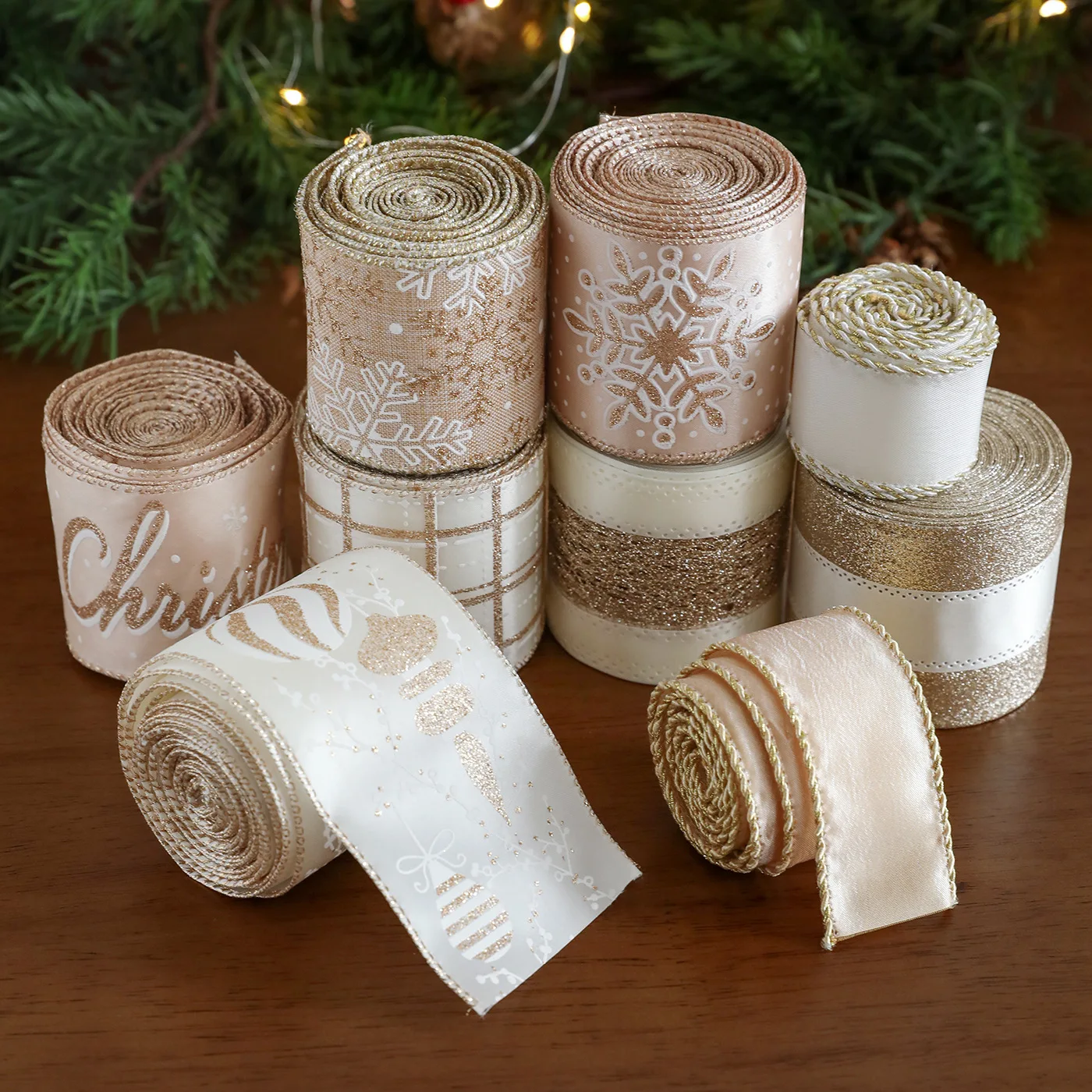 6.3cm/Roll Christmas Ribbons Champagne-colored Silk Satin Ribbon DIY Handmade Bows Crafts Christmas Party Gift Box Wrapping Tape
6.3cm/Roll Christmas Ribbons Champagne-colored Silk Satin Ribbon DIY Handmade Bows Crafts Christmas Party Gift Box Wrapping Tape