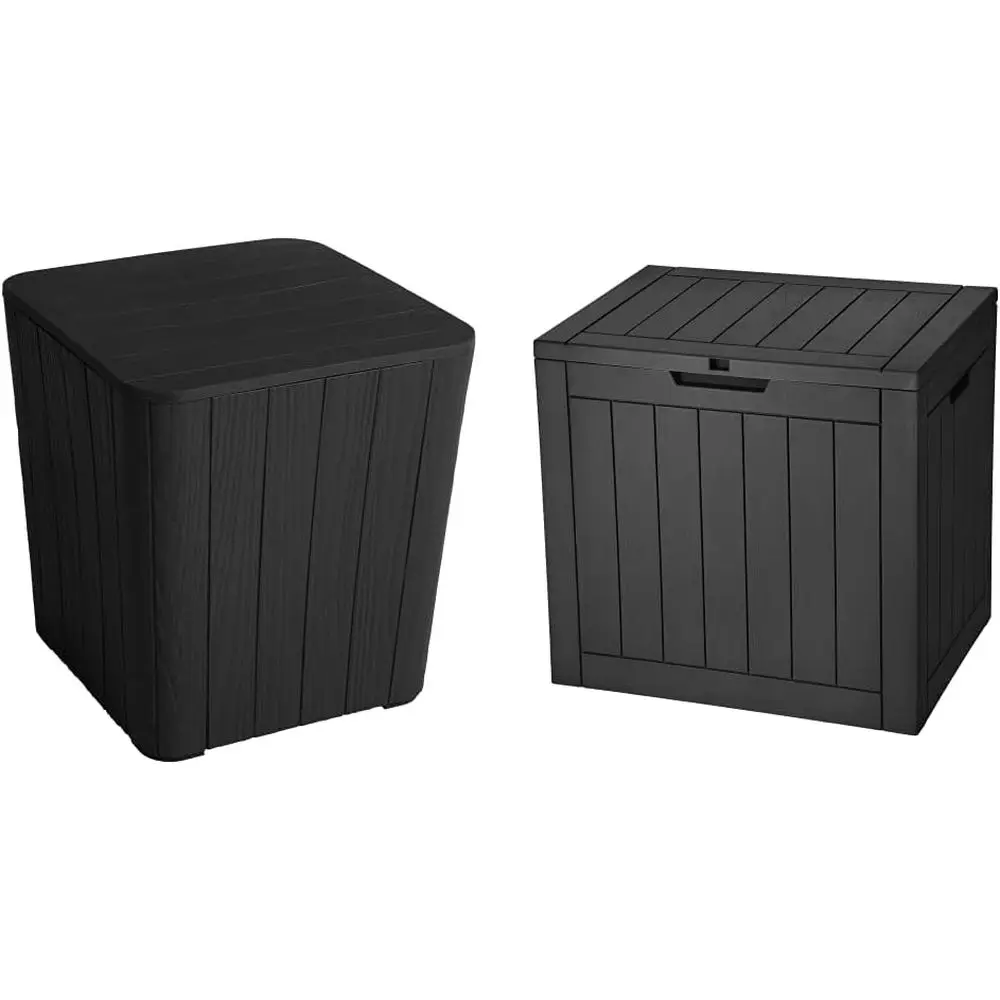 Outdoor Coee Extra Storage 11.5 Gallon Patio Side Table, 13.4" L x 15.3" W x 16.5" H, Black & 30 Gallon Deck Box, Outdoor Storag
Outdoor Coee Extra Storage 11.5 Gallon Patio Side Table, 13.4" L x 15.3" W x 16.5" H, Black & 30 Gallon Deck Box, Outdoor Storag