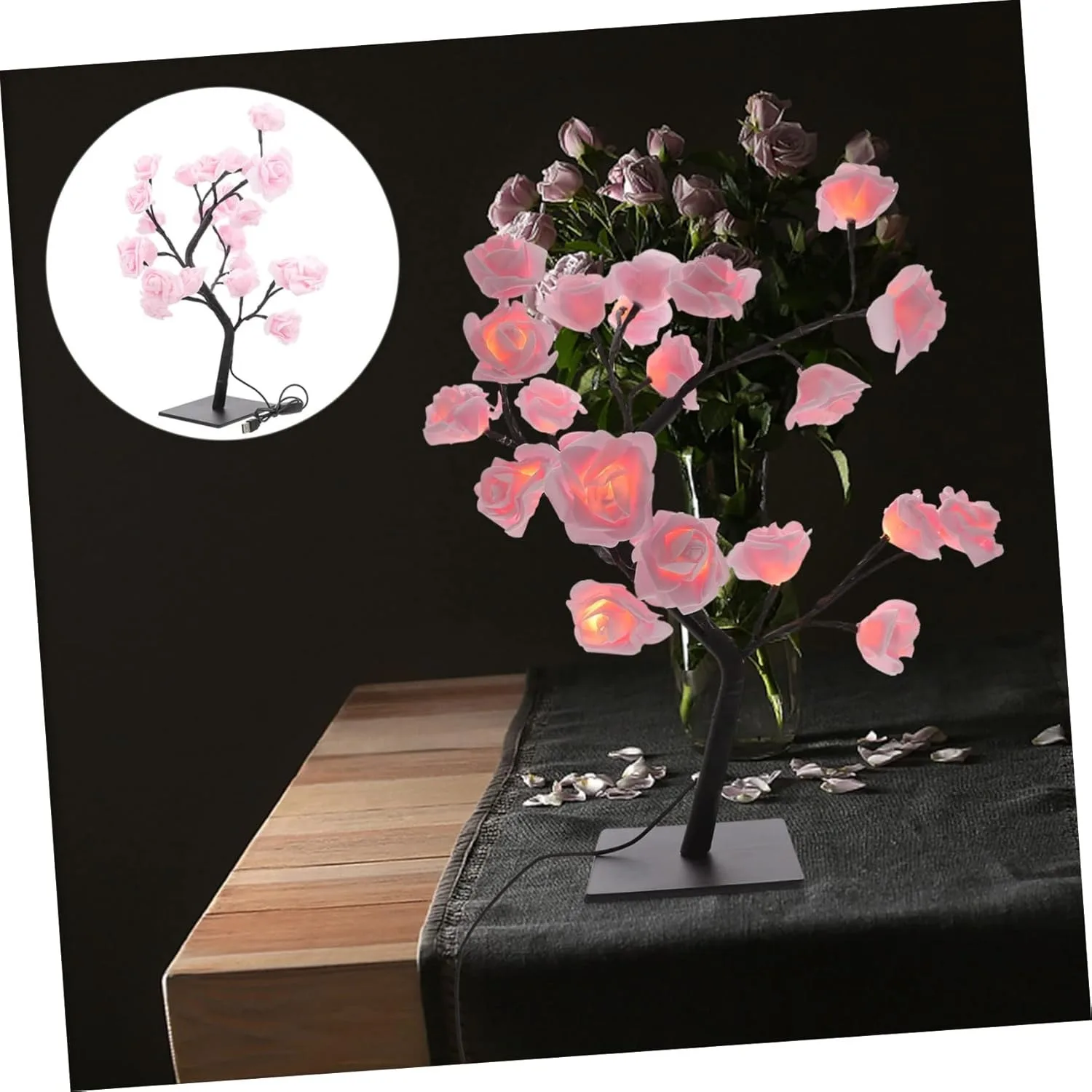 LED Rose Table Lamp Rose Flower Tree Lights Fairy Cute lamp Night Light Home Party Bedroom Decoration Christmas Wedding Gift (Color : Pink by USB)
LED Rose Table Lamp Rose Flower Tree Lights Fairy Cute lamp Night Light Home Party Bedroom Decoration Christmas Wedding Gift (Color : Pink by USB)