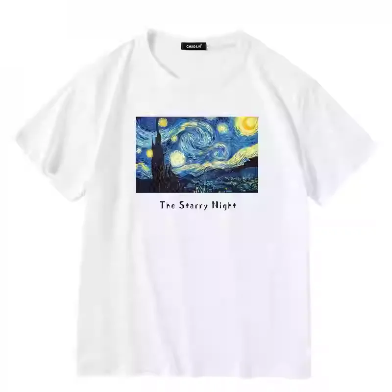 Van Gogh famous painting starry night print breathable handsome trendy men and women 100% cotton top short-sleeved T-shirt
Van Gogh famous painting starry night print breathable handsome trendy men and women 100% cotton top short-sleeved T-shirt