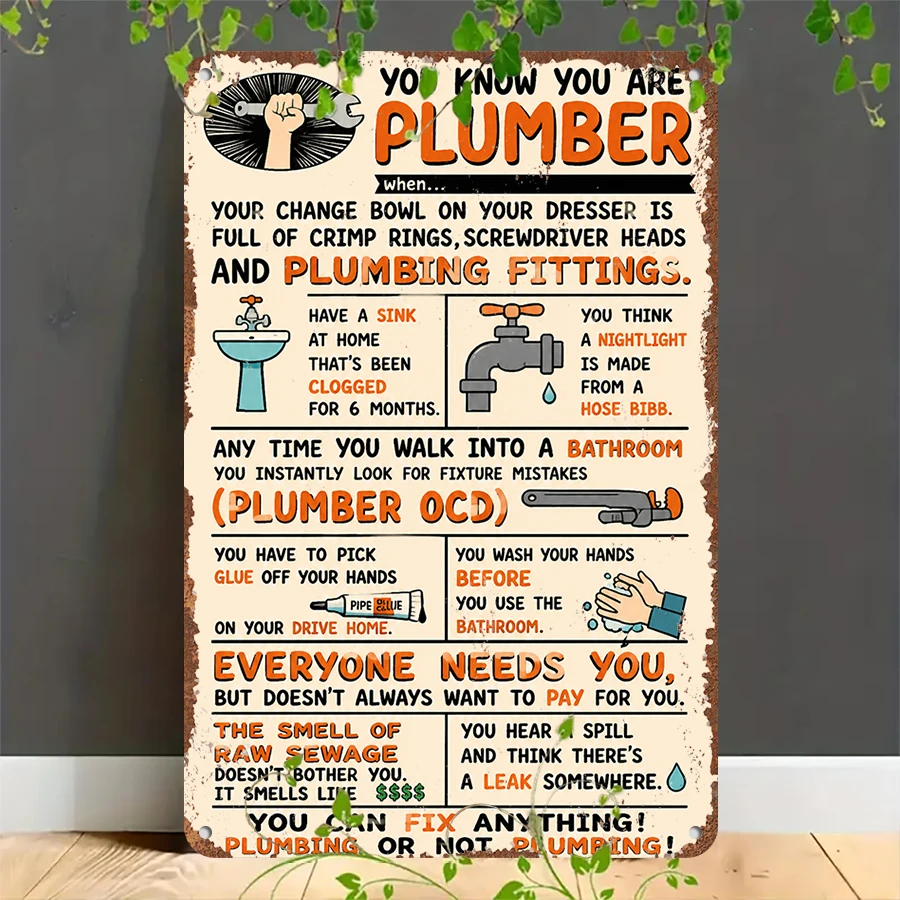 2D flat retro metal tin plate, You Know You're a Plumber Vintage Tin Sign, Suitable for home, garage, café, bar and garden decoration
2D flat retro metal tin plate, You Know You're a Plumber Vintage Tin Sign, Suitable for home, garage, café, bar and garden decoration