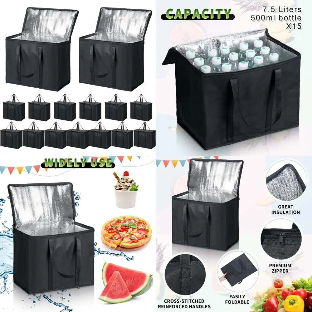 Kenning 15 Pcs Large Insulated Reusable Grocery Bags with Sturdy Zipper and Handles Foldable Washable Cooler Totes Heavy Duty Ho
Kenning 15 Pcs Large Insulated Reusable Grocery Bags with Sturdy Zipper and Handles Foldable Washable Cooler Totes Heavy Duty Ho